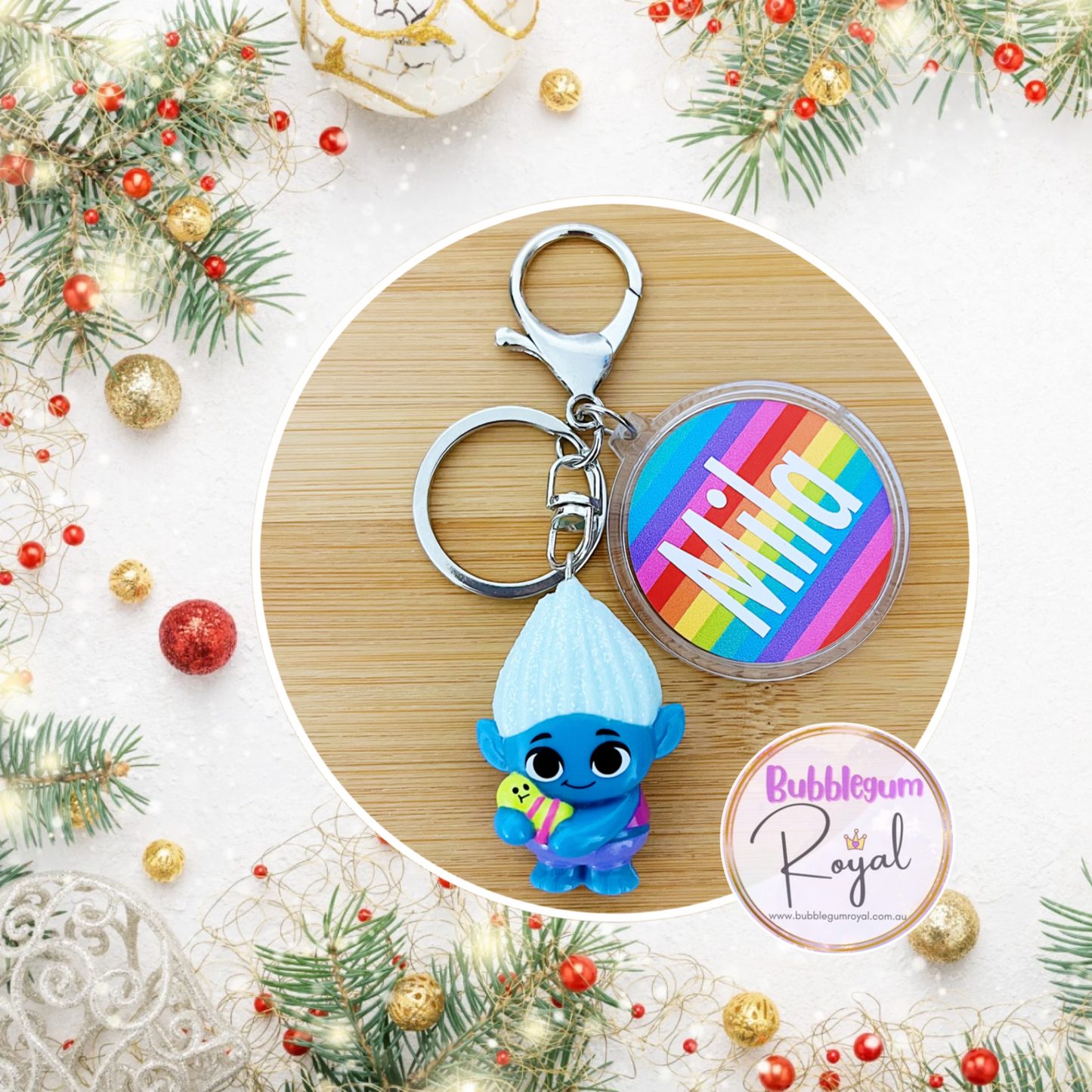 Biggie & Mr Dinkles Trolls Band Together - Personalised Keyring/Bag Tag