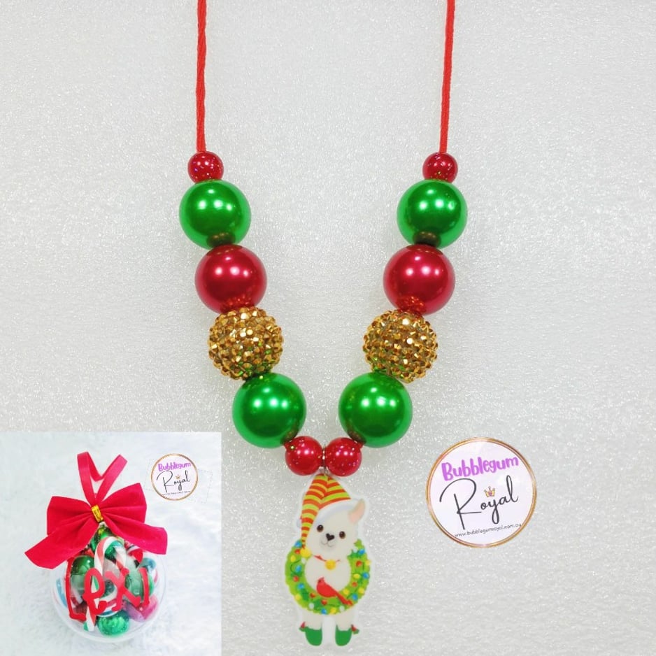 Christmas Lama - Personalised Bauble - Necklace or DIY Kit