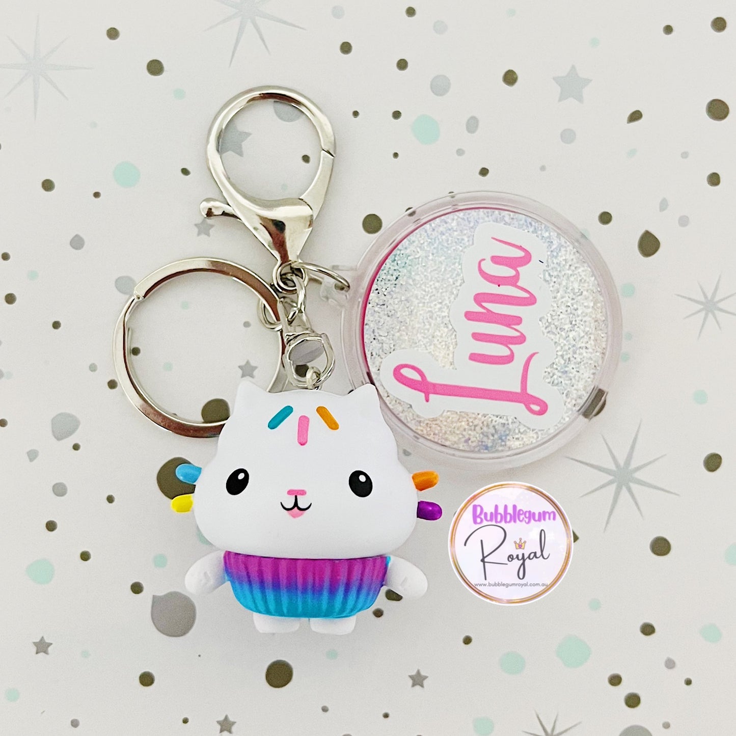 Cakey Cat - Personalised Keyring/Bag Tag