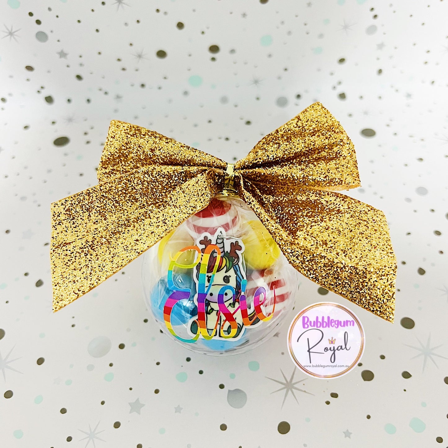 Rainbow Christmas Unicorn - Personalised Bauble - Necklace or DIY Kit