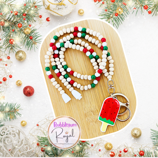 Bead Lanyard - Red, White & Green