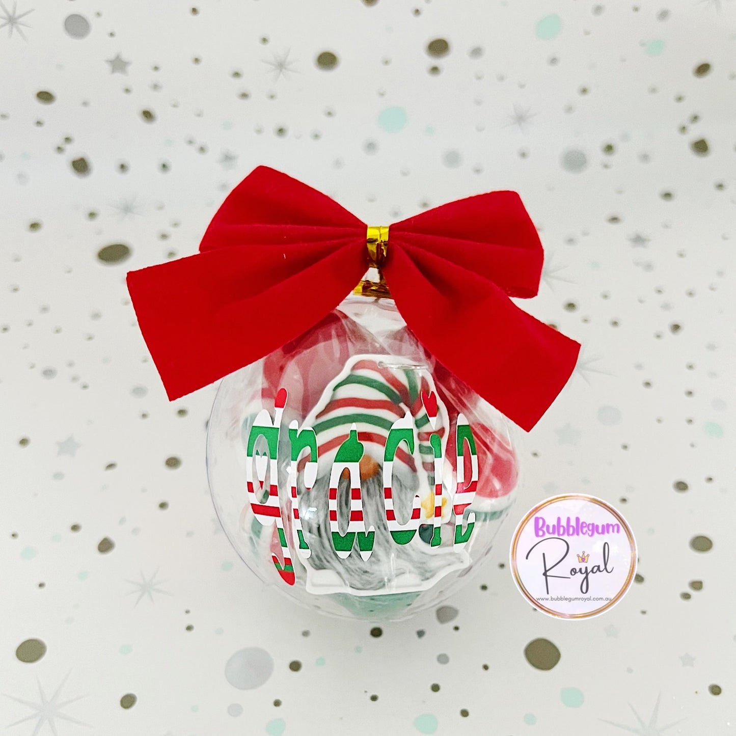 Christmas Gnome - Personalised Bauble - Necklace or DIY Kit