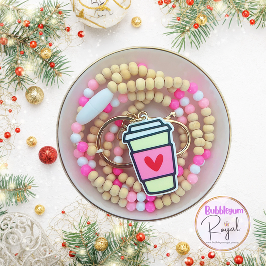 Bead Lanyard - Pink & White