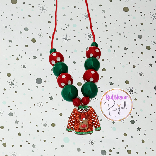 Reindeer Jumper - Personalised Bauble - Necklace or DIY Kit