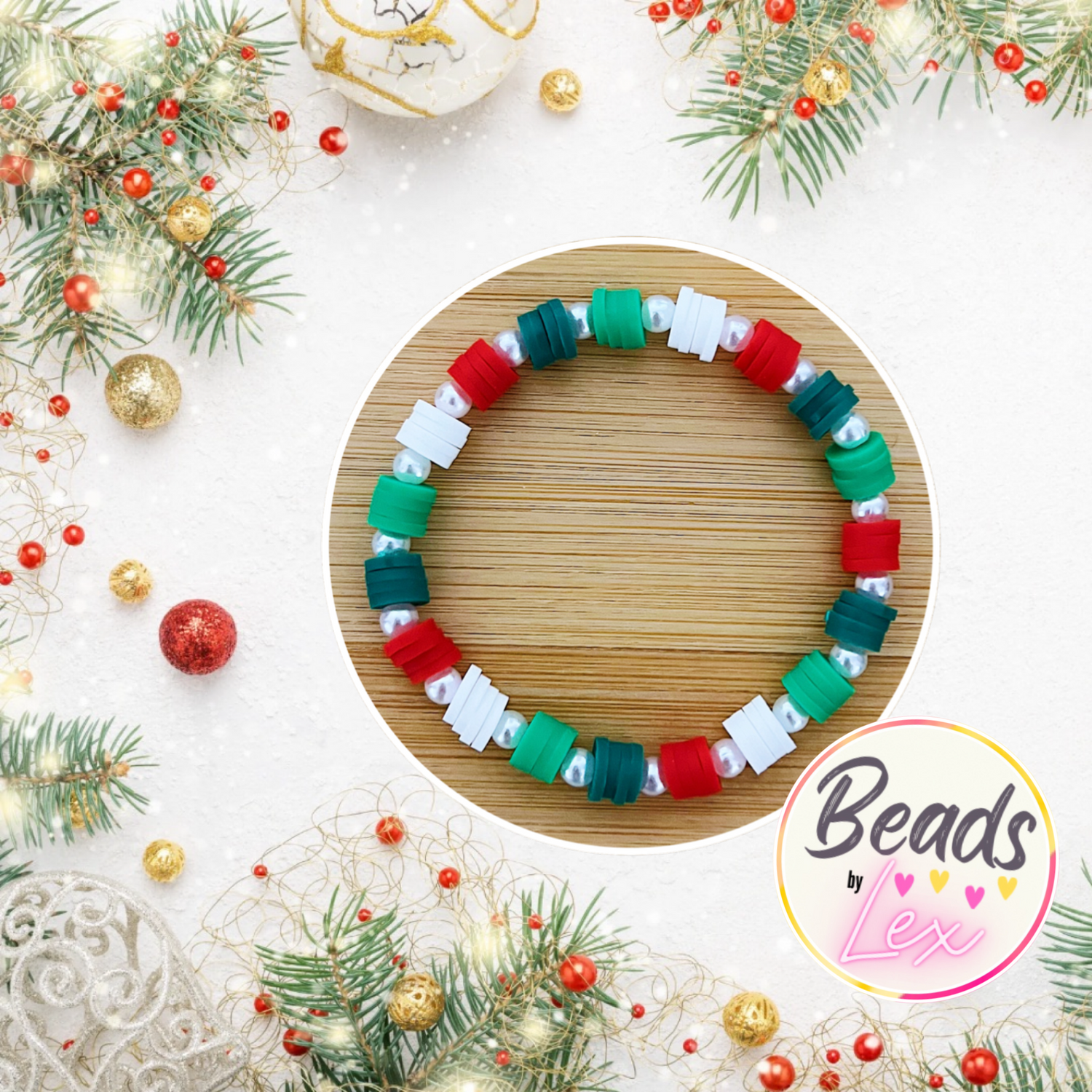 Green and 2025 white bracelet