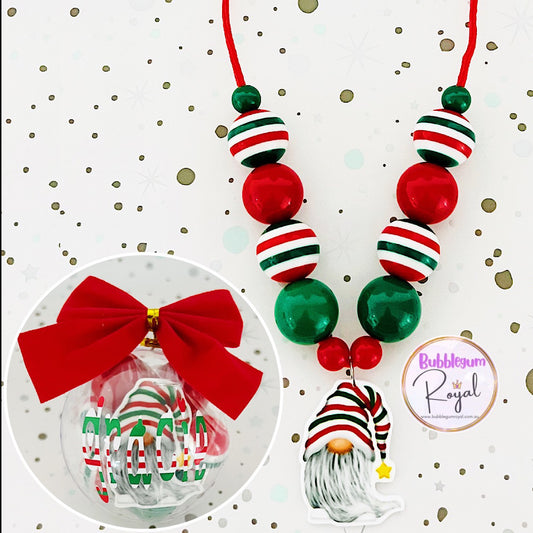 Christmas Gnome - Personalised Bauble - Necklace or DIY Kit