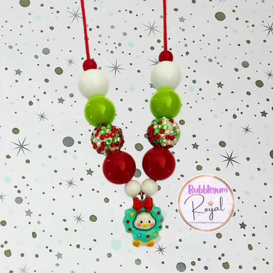 Christmas Wreath Ducky - Personalised Bauble - Necklace or DIY Kit