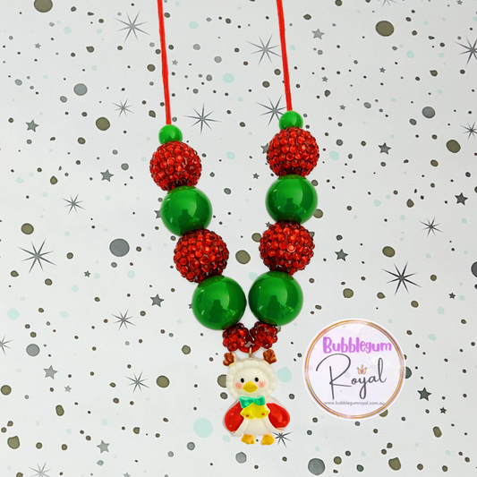 Christmas Reindeer Ducky - Personalised Bauble - Necklace or DIY Kit