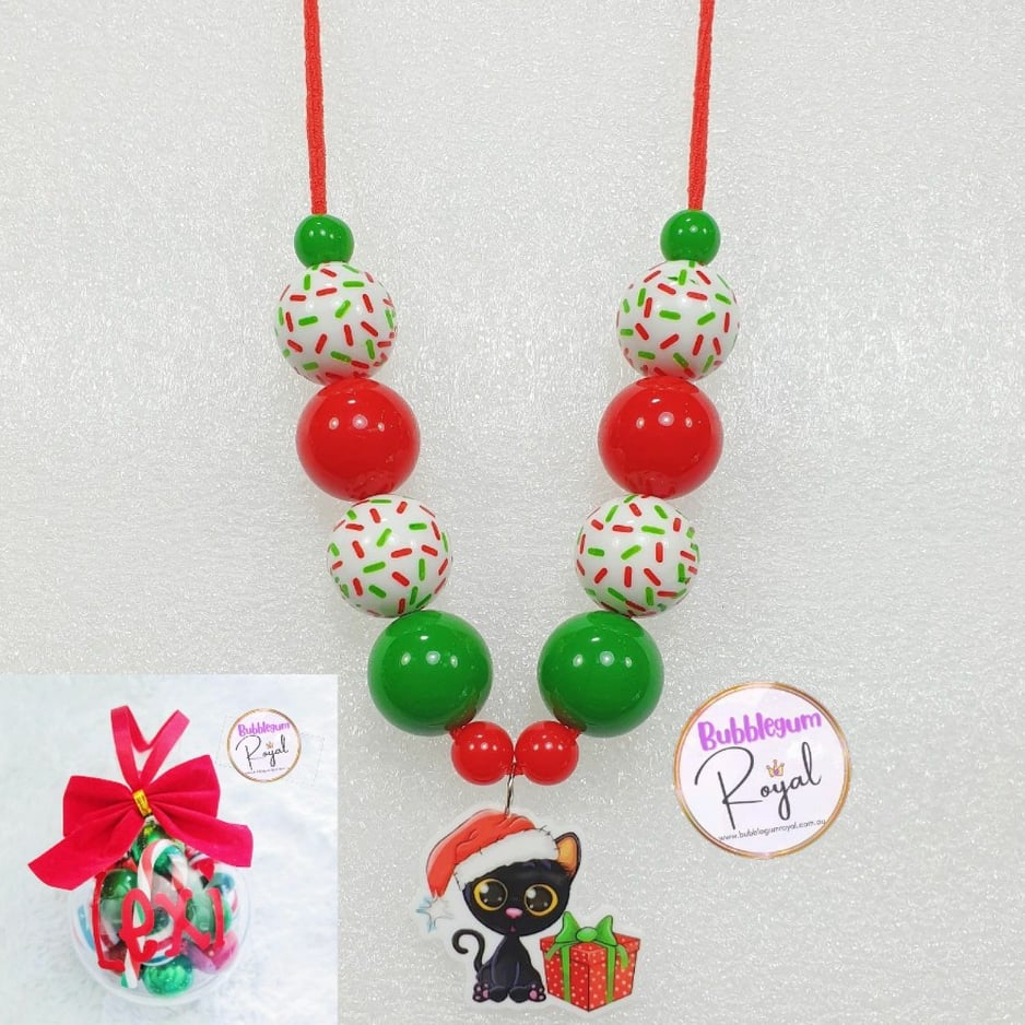Christmas Cat - Personalised Bauble - Necklace or DIY Kit