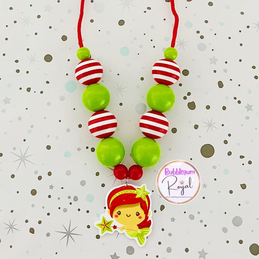 Christmas Mermaid Green Tail - Personalised Bauble - Necklace or DIY Kit