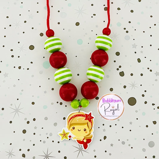 Christmas Mermaid Red Tail - Personalised Bauble - Necklace or DIY Kit