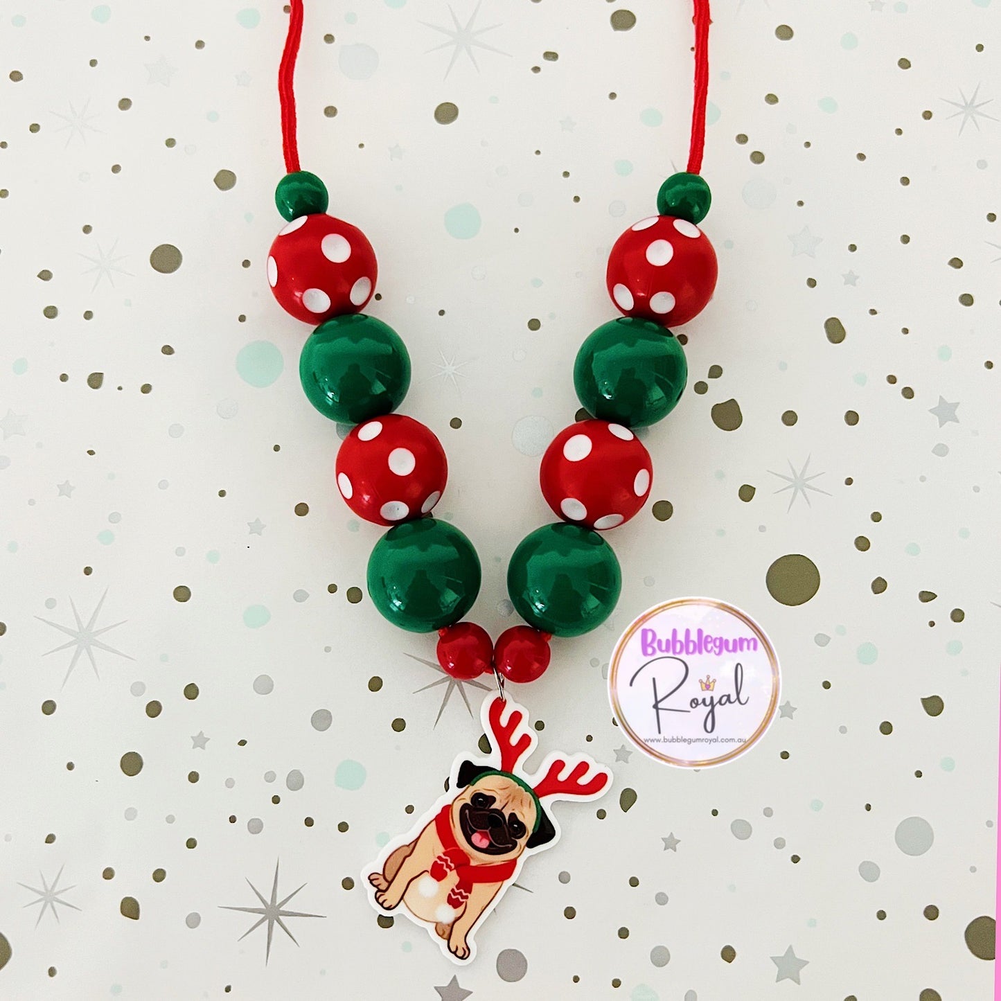 Christmas Pug - Personalised Bauble - Necklace or DIY Kit