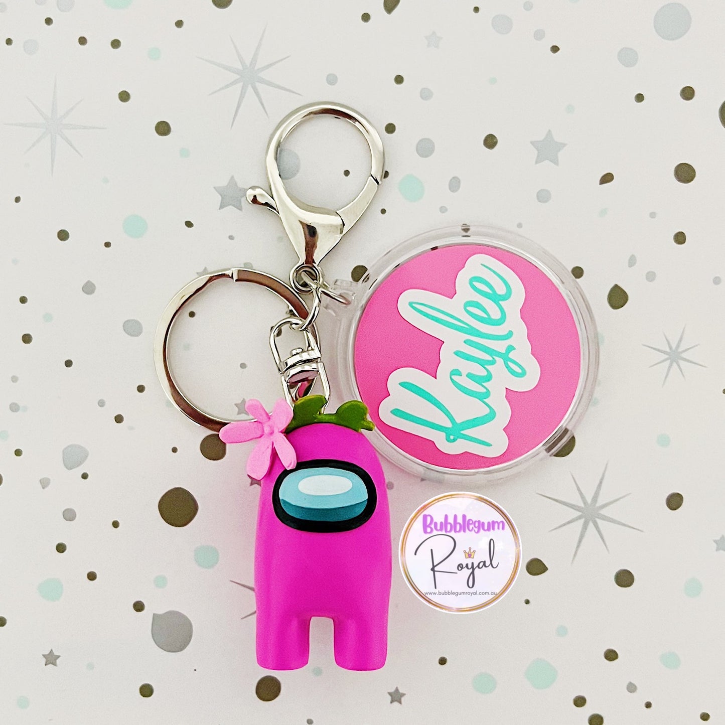 Crewmate Pink - Personalised Keyring/Bag Tag