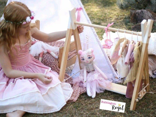 Wooden doll clothes on sale hangers