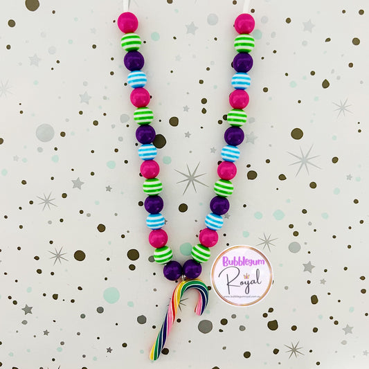 Rainbow Candy Cane - Personalised Bauble - Necklace or DIY Kit