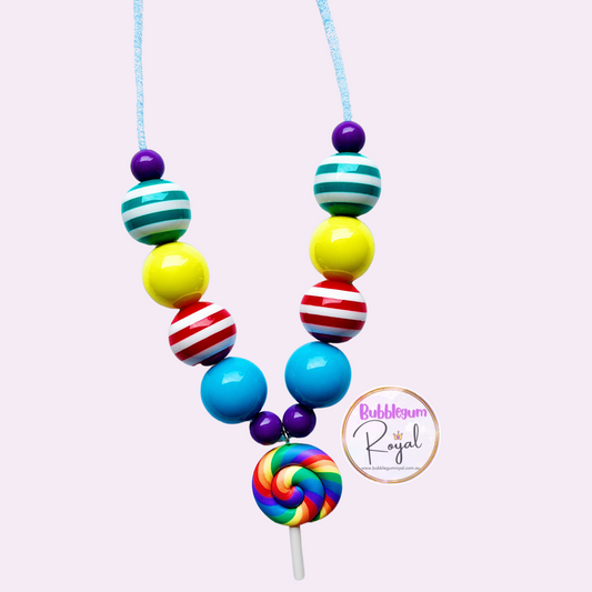 Rainbow Lolly Pop - Personalised Bauble - Necklace or DIY Kit