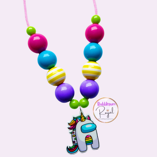 Rainbow Unicorn Crewmate - Personalised Bauble - Necklace or DIY Kit