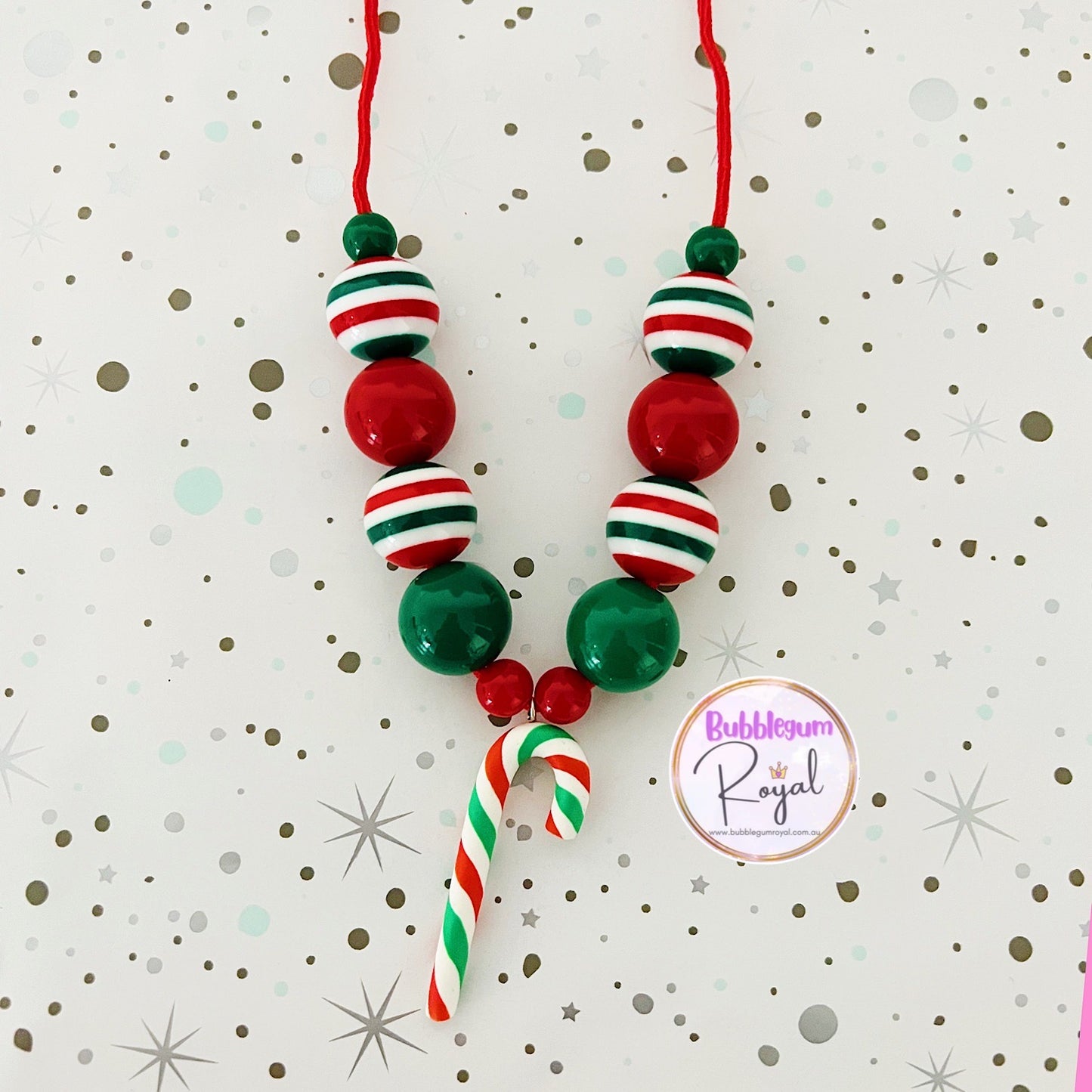 Red & Green Candy Cane - Personalised Bauble - Necklace or DIY Kit