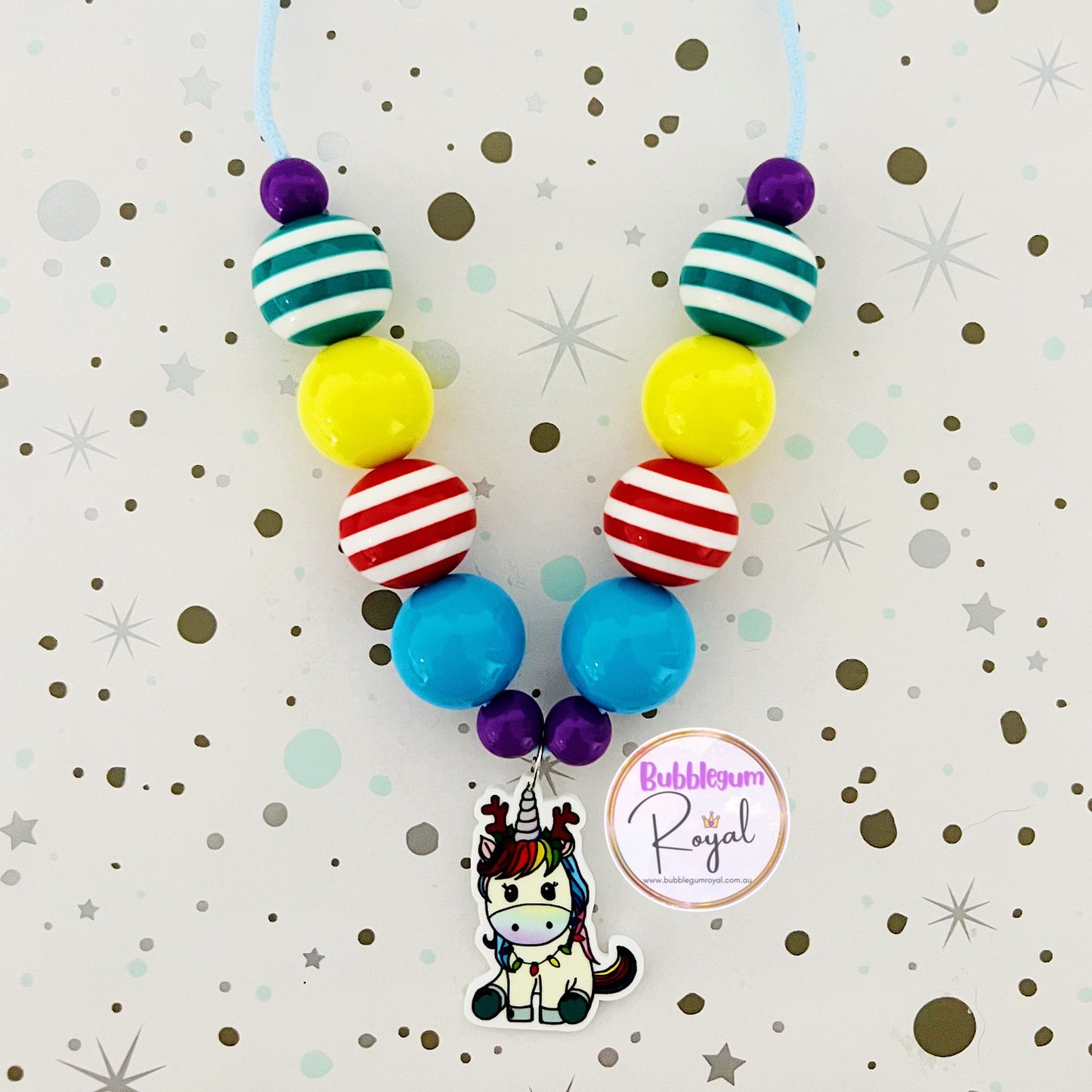Rainbow Christmas Unicorn - Personalised Bauble - Necklace or DIY Kit