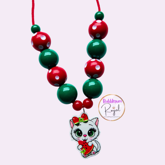 Watermelon Cat - Necklace or DIY Kit